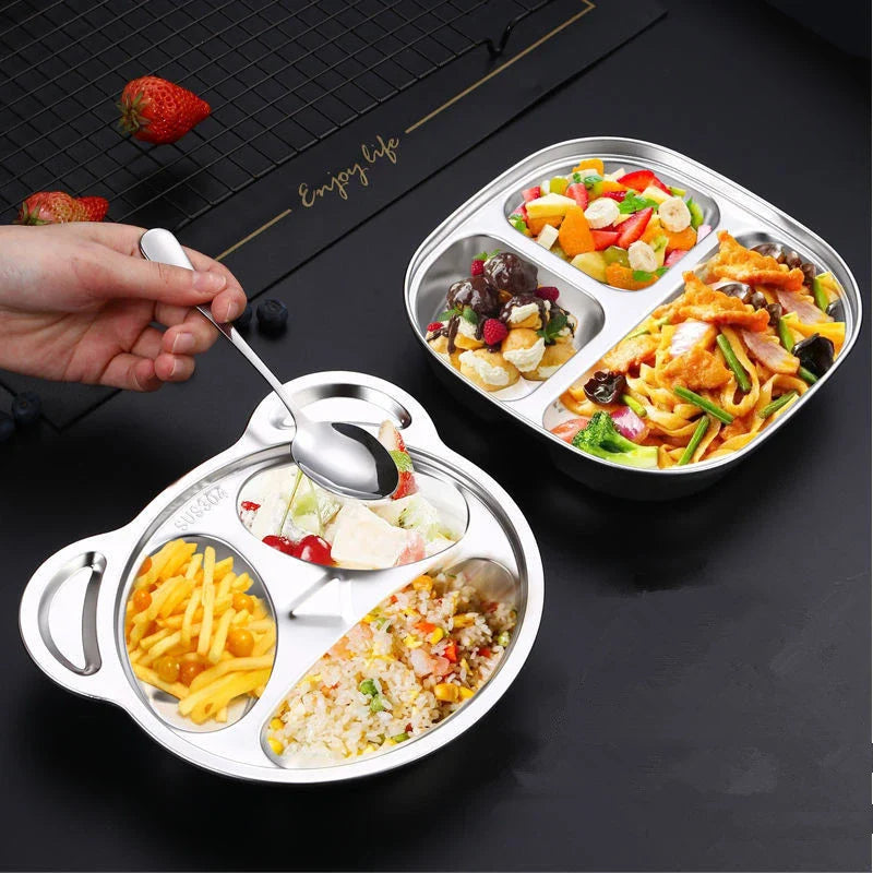 Axyaa Stainless Steel Divided Serving Tray Dinner Plate Lunch Container