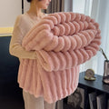 Axyaa Rabbit Plush Coral Fleece Blanket - Soft & Warm Sofa Throw Blanket