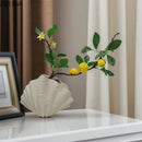 Axyaa Seashell Shape Ceramic Vase for Room Aesthetic Decor & Artificial Flower Arrangement