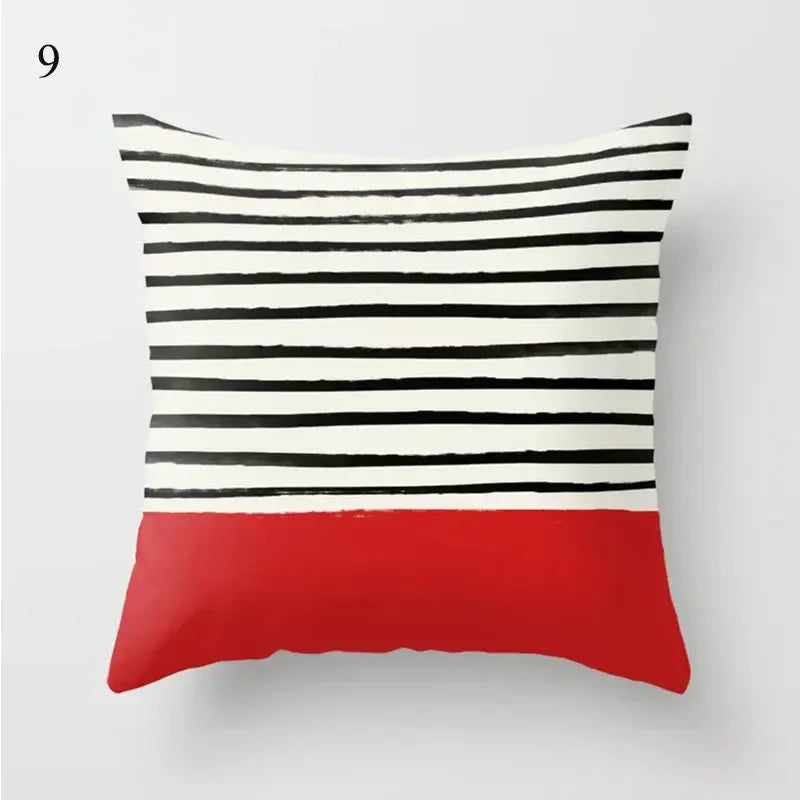 Axyaa Red Geometric Printed Cushion Cover for Fashionable Car Decoration