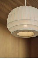 Axyaa Nordic White Fabric LED Chandelier Modern Pendant Lights for Living Room