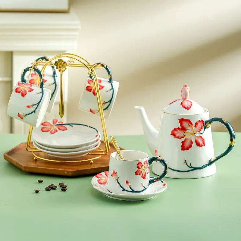 Axya Cherry Blossom Porcelain Tea Set & Mug Set