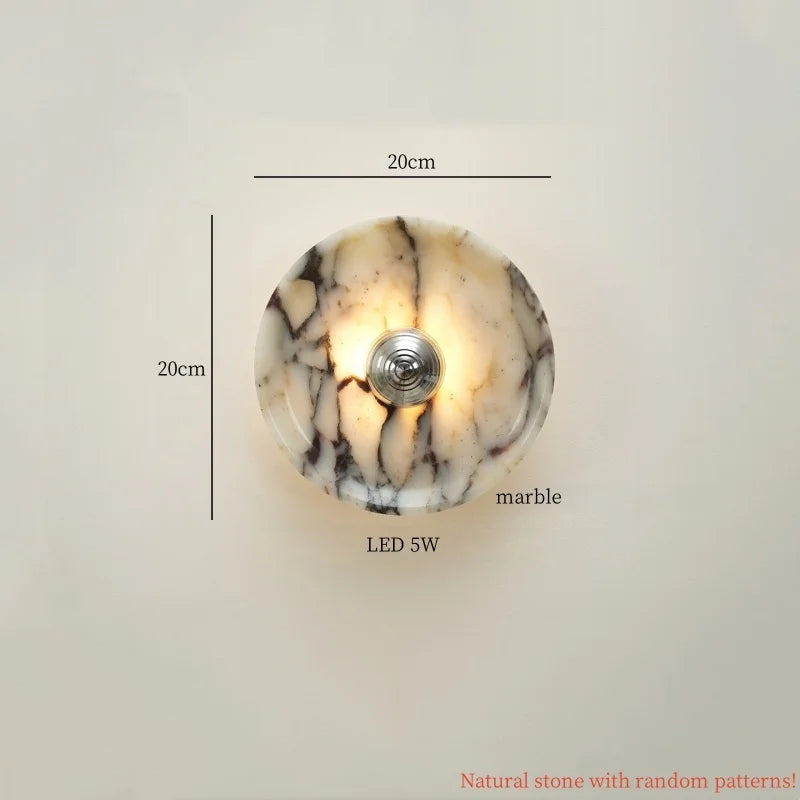 Axyaa Circular Marble LED Wall Lamps Nordic Minimalism Living Room Lights