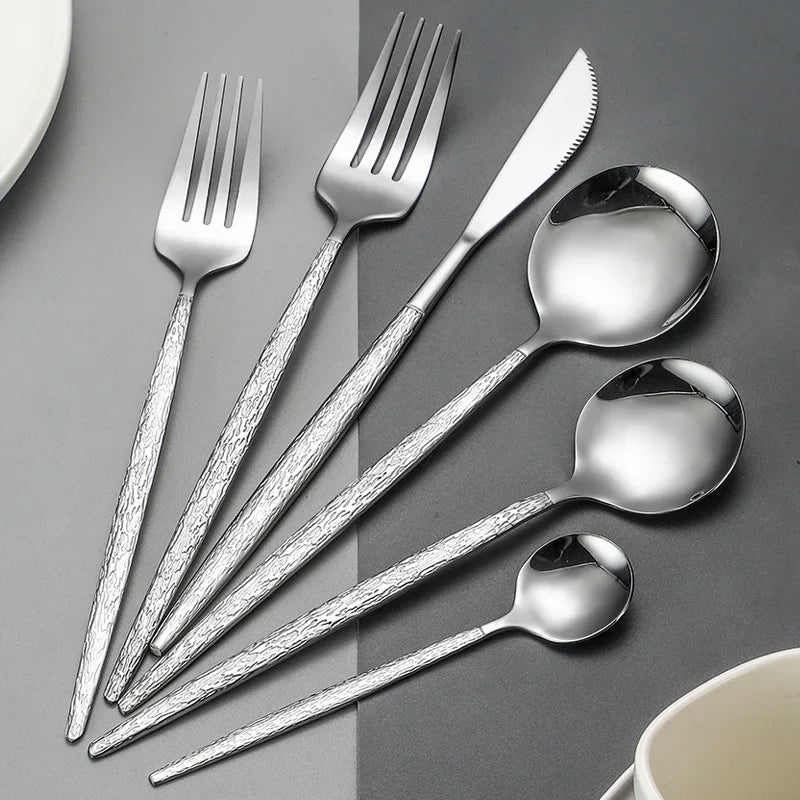 Axyaa Stainless Steel Dining Set - 6pcs Western Tableware Kitchen Gadget Gift Set