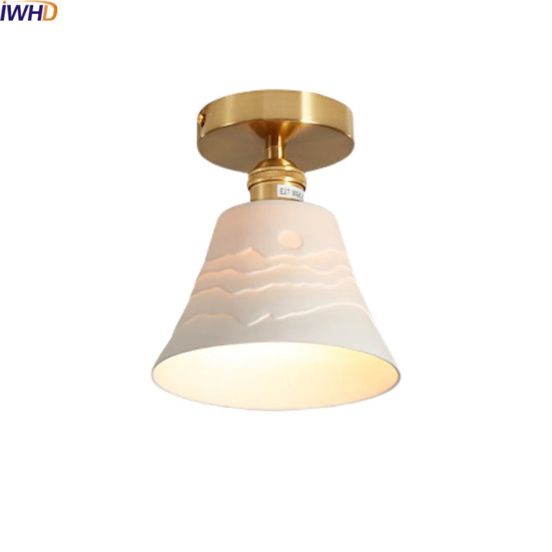 Axyaa Modern Ceramic LED Ceiling Lamp White for Porch & Balcony