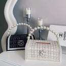 Axyaa Tissue Box: European & American Style, Handmade with Pearls, Ins Style Fabric
