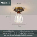 Axyaa Vintage Glass Ceiling Light Metal Wood Fixture Surface Mount Hallway Entryway Kitchen