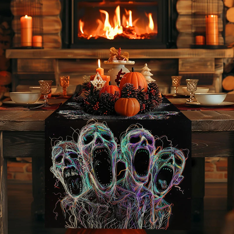 Axyaa Halloween Ghost Lines Table Runner for Home Wedding Decoration