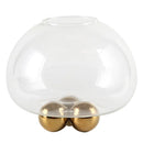 Axyaa Clear Glass Geometric Vase with Golden Ball - Home Decor Floral Arrangement Accessories