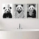 Axyaa Cute Panda Newspaper Wall Art for Bathroom Decor