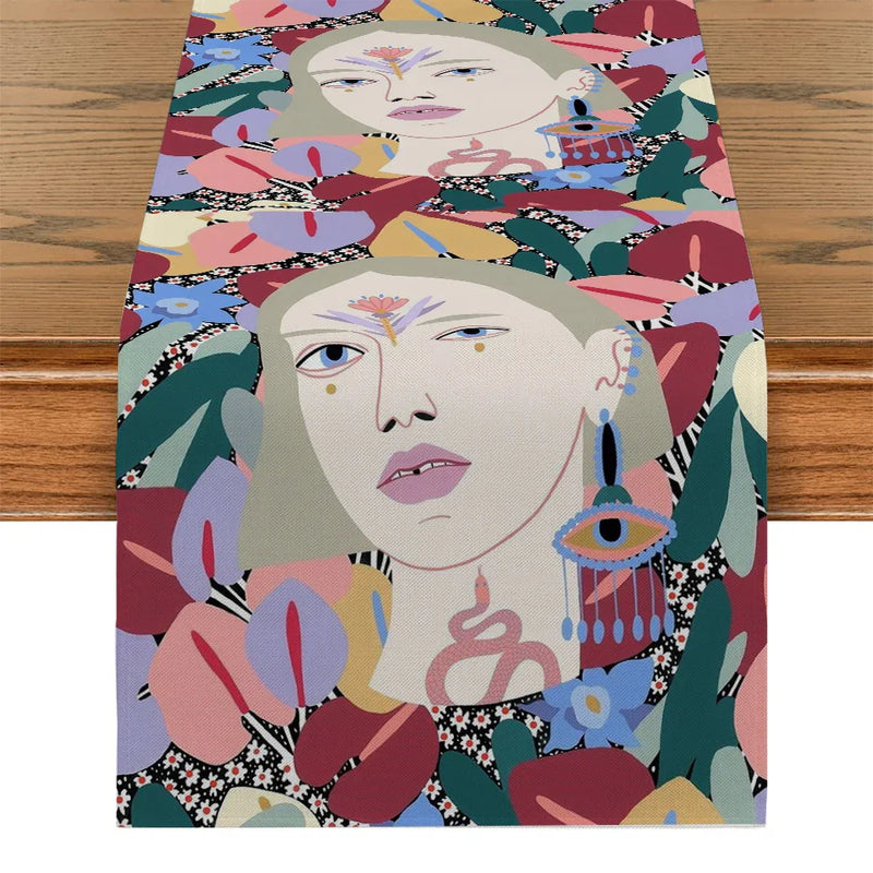 Axyaa Tropical Flowers Table Runner: Kitchen & Holiday Party Decor