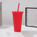 Axyaa 710ml Macaron Plastic Straw Cup - Large Capacity, Reusable, Ideal for Parties & Coffee