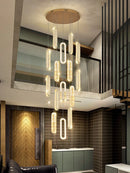 Axyaa Oval Ring Chandelier for Duplex Villa Hotel Staircase Lighting