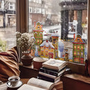 Stained Snowman & Candy House Window Sticker Set by Axyaa: Reusable Xmas Glass Film