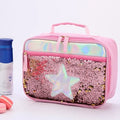 Axyaa Reversible Sequin Insulated Lunch Box for Kids - Waterproof Glitter Tote Bag