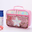 Axyaa Reversible Sequin Insulated Lunch Box for Kids - Waterproof Glitter Tote Bag
