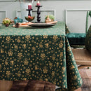 Axya Green Gilded Christmas Table Cloth with Runner, Cotton & Linen Rectangular Cover