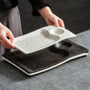Axyaa Matte Ceramic Serving Plate Set for Molecular Cuisine and Sushi Dining