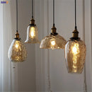 Axyaa Amber Glass Vintage Pendant Lamp with LED Edison Bulb - Industrial Lighting Fixtures