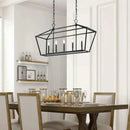 Axyaa Rectangular Black Candle Chandelier in Nordic Industrial Style