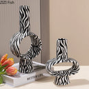 Axyaa Zebra Stripes Ceramic Vase Small Mouth Flower Arrangement Hydroponic Vase