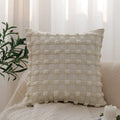 Cream Floral Polyester Cushion Cover Set by Axyaa