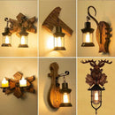 Axya Nordic Iron Wood Wall Lamps - Retro LED Home Decor Lighting