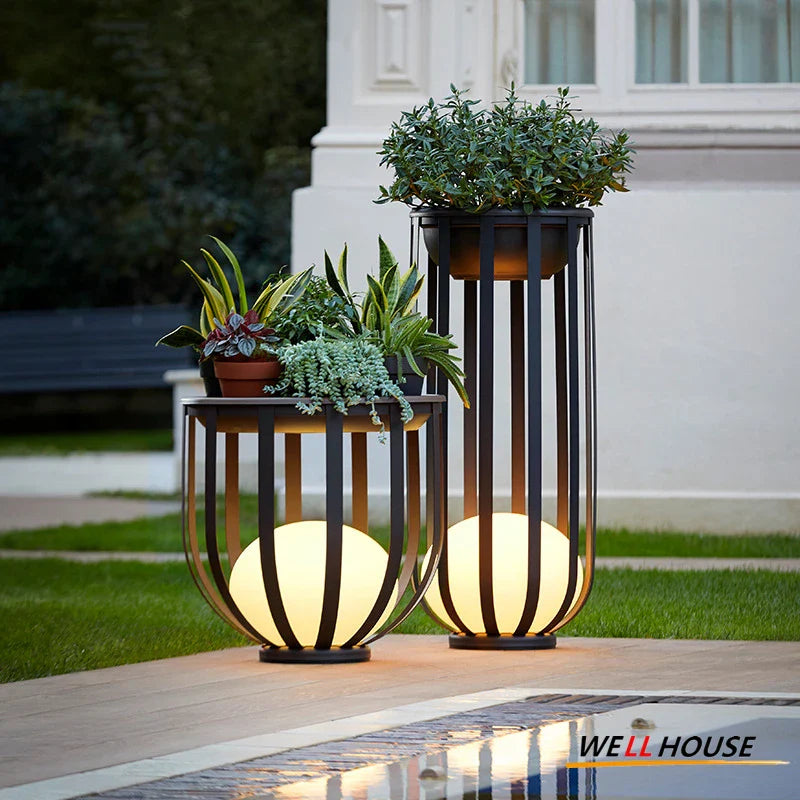 Axyaa Solar Garden Lamp: Stylish Nordic Flowerpot Light for Courtyard, Walkway, Yard - IP65 Waterproof