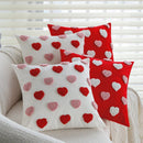 Axyaa Red-White Love Tufted Cushion Cover - Romantic Home Decor - 45x45cm