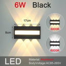 Axyaa Black LED Wall Light - Modern Indoor Outdoor Waterproof Sconce