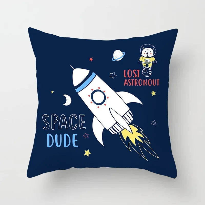 Axyaa Astronaut Theme Polyester Pillowcase Sofa Chair Cover 45x45cm