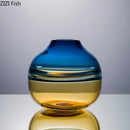 Axyaa Blue Amber Gradient Glass Vase Hydroponic Flower Pots Desk Decoration Artificial Flower Arrangement
