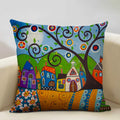 Axyaa Scenic Illustration Cushion Cover 45x45cm for Home Art Decoration