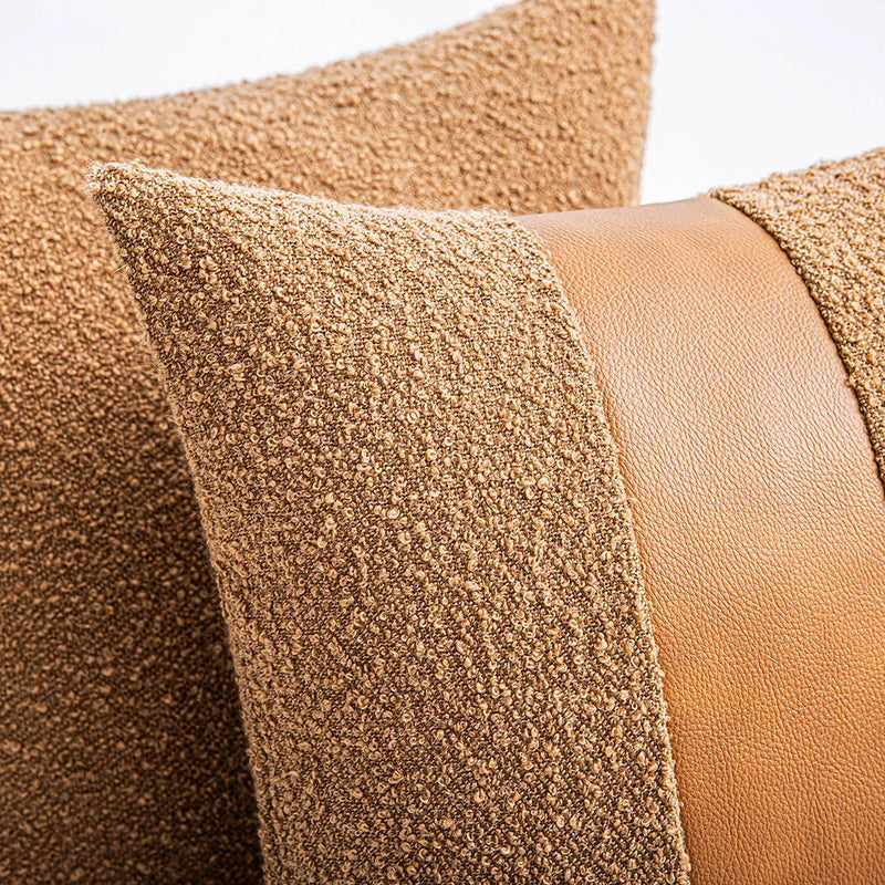 Faux Leather Textured Accent Pillow Cover in 9 Colors by Axyaa