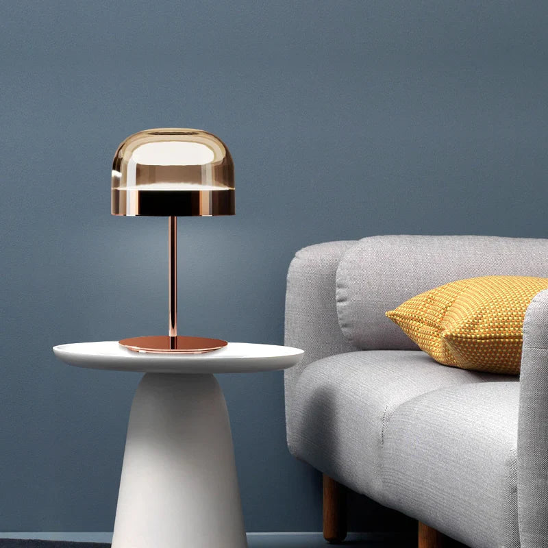 Axya Nordic Post-Modern Glass Table Lamp With Rose Gold Finish