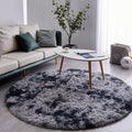 Axyaa Gray Fluffy Plush Carpet Round Rug for Living Room, Kids Bedroom, Nursery & Home Decor