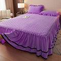 Axyaa European Winter Padded Milk Fleece Bed Skirt - Single Piece Coral Fleece Mattress Cover
