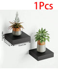 Axyaa Black Floating Wall Shelf Small Shelves with Mounting Brackets for Home Decor