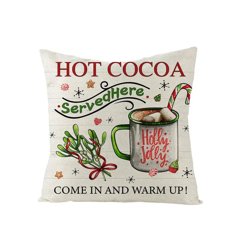 Axyaa Christmas Gingerbread Car Tree Print Pillowcase for Festive Home Decor