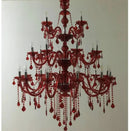 Axyaa 5-Layer 42-Arm Large Red Crystal Chandelier for Stair, Restaurant, Hotel & Villa