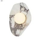 Axyaa White Glass LED Wall Sconce, Bulgari Luxury Stone Modern Vanity Light