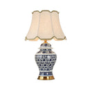 Axyaa Blue and White Porcelain Table Lamp for Modern Home Décor