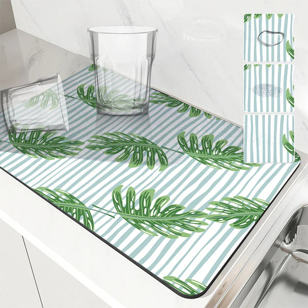 Axyaa Kitchen Draining Mat: Absorbent, Antiskid, Quick Dry Bathroom & Coffee Dish Pad
