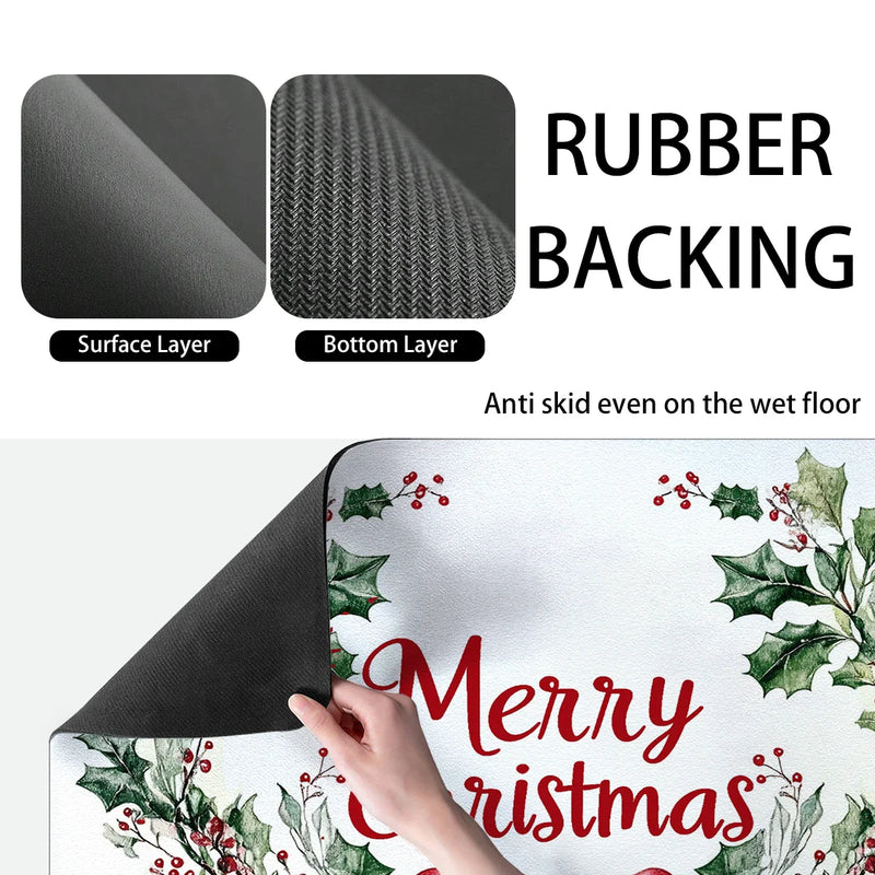 Axyaa Christmas Bow Dish Drying Mat: Heat Resistant, Non-slip Kitchen Drain Pad