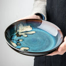 Axyaa Hand-Painted Ceramic Salad Plate Deep Dish - Chinese Style Creative Tableware