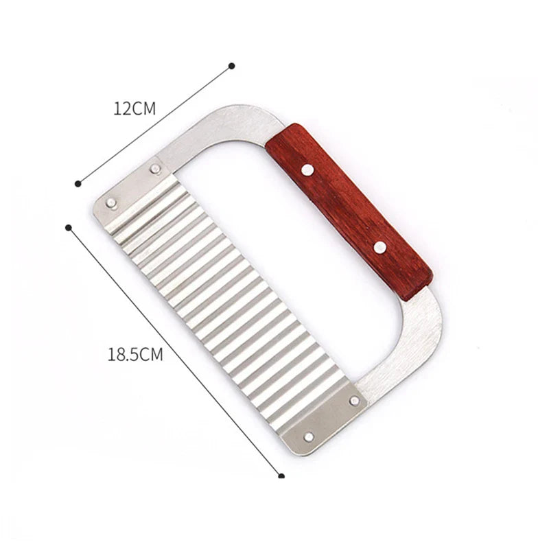 Axyaa Stainless Steel Potato Chip Wavy Cutter - Crinkle Slicer for Vegetables & Fruits