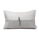 Axyaa White Leather Woven Stitch Horsehair Cushion Pillow for Luxury Villa Interiors