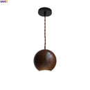 Axyaa Black Walnut LED Pendant Lamp GU10 Round Children's Bedroom Decoration Hanging Lights