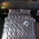 Axyaa Silk-Like Satin Hotel Duvet Cover Set - Queen Size Luxe Comforter Bedding
