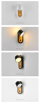 Axyaa Modern Wood Grain Rotating Wall Light for Bedroom, Hotel, and Study